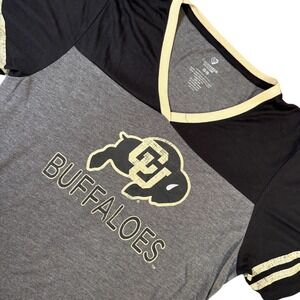 Colosseum Colorado Buffaloes T‎ Shirt Womens XL Gray Black Raglan Top